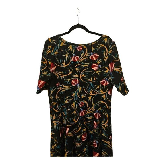 LULAROE "Nicole" Black Red Floral A-Line Dress - Size 2XL - Picture 4 of 8